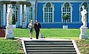 . President Putin with Finnish President Tarja Halonen at the National Museum-Reserve Tsarskoye Selo.
