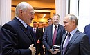 After Russian-Belarusian talks. With President of Belarus Alexander Lukashenko.
