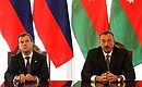 News conference following Russian-Azerbaijani talks. With President of Azerbaijan Ilham Aliyev.