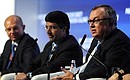At the Russia Calling! Investment Forum. From left to right: VTB Bank First Deputy Chairman and CEO Yury Solovyov, BTG Pactual CEO André Esteves, and VTB Bank Chairman and CEO Andrei Kostin.