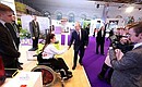 Vladimir Putin learned about key youth policy projects presented by the Youth Centre at the Manezh Central Exhibition Hall.