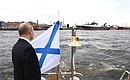 During a launch ceremony for Mekanik Sizov, the latest generation super trawler.