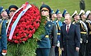 Laying a wreath at the main monument to Russia’s heroes of Borodino.