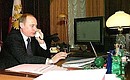 President Putin during a telephone conversation with Natalya Kolesnikova.