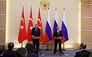 По завершении российско-турецких переговоров Владимир Путин и Реджеп Тайип Эрдоган сделали заявления для прессы.