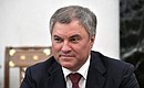 State Duma Speaker Vyacheslav Volodin before the meeting with permanent members of the Security Council.