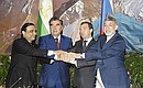 With President of Pakistan Asif Ali Zardari, President of Tajikistan Emomali Rahmon and President of Afghanistan Hamid Karzai (left to right). 