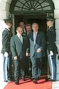 C. President Vladimir Putin and US President George W. Bush after bilateral negotiations.
