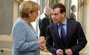 С Федеральным канцлером Германии Ангелой Меркель перед началом российско-германских переговоров.