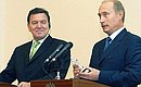 During a joint press conference after the Russian-German consultations President Putin presented Gerhard Schroeder with a silver figurine of the Mistress of the Copper Mount, the heroine of Pavel Bazhov\'s tales.
