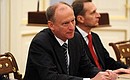 Secretary of the Security Council Nikolai Patrushev at a meeting with permanent members of the Security Council.