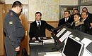 At the Kievsky railway station, Dmitry Medvedev checked out rail transport security. From left to right, Prosecutor General Yury Chaika, Interior Minister Rashid Nurgaliyev and Federal Security Service Director Alexander Bortnikov.