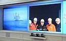 During a videoconference with the Berkut drilling platform.