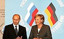 With Federal Chancellor of Germany Angela Merkel at Russian-German intergovernmental consultations.