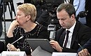 Minister of Education and Science Olga Vasilyeva and Deputy Prime Minister Arkady Dvorkovich at the meeting of the Council for Science and Education.