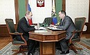 Working meeting with the head of Sberbank, Andrei Kazmin.