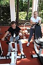 With Prime Minister Dmitry Medvedev during a workout at the Bocharov Ruchei residence.