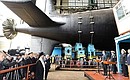 Launch ceremony of Severodvinsk multipurpose nuclear submarine at the Sevmash military shipyard.