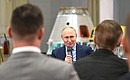 At a meeting with young scientists and space industry specialists. Photo: Grigoriy Sisoev, RIA Novosti