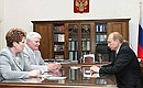 President Putin meeting with Vladimir Yegorov, Governor of the Kaliningrad Region, and Valentina Matviyenko, Presidential Envoy to the Northwestern Federal District.
