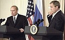 C. President Vladimir Putin and US President George W. Bush addressing a news conference after the highest-level consultation. Photo: Sergey Guneev, RIA Novosti