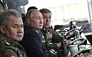 Supreme Commander-in-Chief of Russia’s Armed Forces Vladimir Putin observed the main stage of Vostok-2018 military manoeuvres. With Defence Minister Sergei Shoigu, left, and Chief of the General Staff of Russia’s Armed Forces, First Deputy Defence Minister Valery Gerasimov.