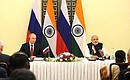 Meeting with Russian and Indian business representatives. With Prime Minister of India Narendra Modi.