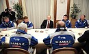 During a meeting with members of KAMAZ Master racing team.