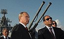 Visit to missile cruiser Moskva. With President of Egypt Abdel Fattah el-Sisi.