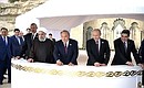 Following the Caspian Summit, the heads of state took a walk along the Caspian Sea embankment, where a ceremony to release young sturgeons into the sea took place.