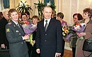 Vladimir Putin meeting with heads and teachers of orphanages in Russia.