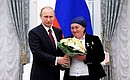 Marem Bogatyreva, a milkmaid at Nasyr-Kortskoye agricultural company, was awarded the Hero of Labour of the Russian Federation gold medal.