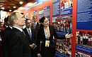 Vladimir Putin visited the China House, where he toured an exhibition showing Russian-Chinese sports contacts.