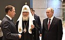 Vladimir Putin toured the exhibition Memory of Generations: The Great Patriotic War in Pictorial Arts, which opened at the Manezh Central Exhibition Hall as part of the Church and Public Exhibition and Forum Orthodox Russia – For National Unity Day. With Patriarch Kirill of Moscow and All Russia and Minister of Culture Vladimir Medinsky.