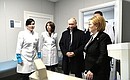 During a visit to the medical treatment and prevention center of the St Petersburg State Marine University. With head of the Federal Medical-Biological Agency Veronika Skvortsova, right. Photo: Alexei Danichev, RIA Novosti