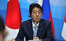 Press statements following Russian-Japanese talks. Prime Minister of Japan Shinzo Abe.