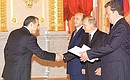 Armenian Ambassador Armen Smbatyan presenting his credentials to President Putin.