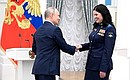 The Suvorov Medal is presented to Kristina Kim, junior sergeant and nurse of the 39th Separate Medical Unit of the 106th Guards Airborne Division. Photo by Iliya Pitalev (”Rossiya Segodnya“)