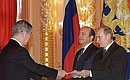 Japanese Ambassador Issey Nomura presenting his credentials to President Putin.