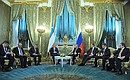 В ходе встречи с Президентом Узбекистана Исламом Каримовым.