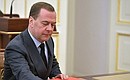 Prime Minister Dmitry Medvedev before the meeting with permanent members of the Security Council.