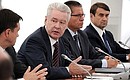 At a meeting on developing Moscow and Moscow Region’s transport infrastructure. From left to right: Acting Governor of Moscow Region Andrei Vorobyov, Acting Mayor of Moscow Sergei Sobyanin, Economic Development Minister Alexei Ulyukayev, and Presidential Adviser Igor Levitin.