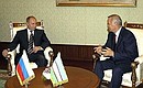 Oskaroy Residence. Meeting with President of Uzbekistan Islam Karimov.