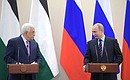 Press statements following Russian-Palestinian talks. With President of Palestine Mahmoud Abbas.