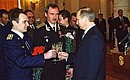 Ceremony of presenting state awards to Russian military personnel.