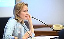 Maria Lvova-Belova chaired a meeting of the Coordinating Council for the Social Integration of Children and Young Adults with Disabilities. Photo by the press service of the Presidential Commissioner for Children's Rights