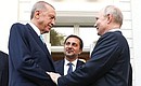 With President of the Republic of Turkiye Recep Tayyip Erdogan after news conference following Russian-Turkish talks. Photo: Sergei Karpukhin, TASS