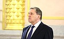 Presidential Aide Yury Ushakov during the ceremony for presenting letters of credence.