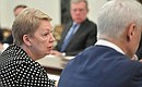 Minister of Education Olga Vasilyeva at the meeting with Government members.