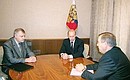 С Председателем Совета Федерации Сергеем Мироновым (слева) и Председателем Государственной Думы Геннадием Селезневым.